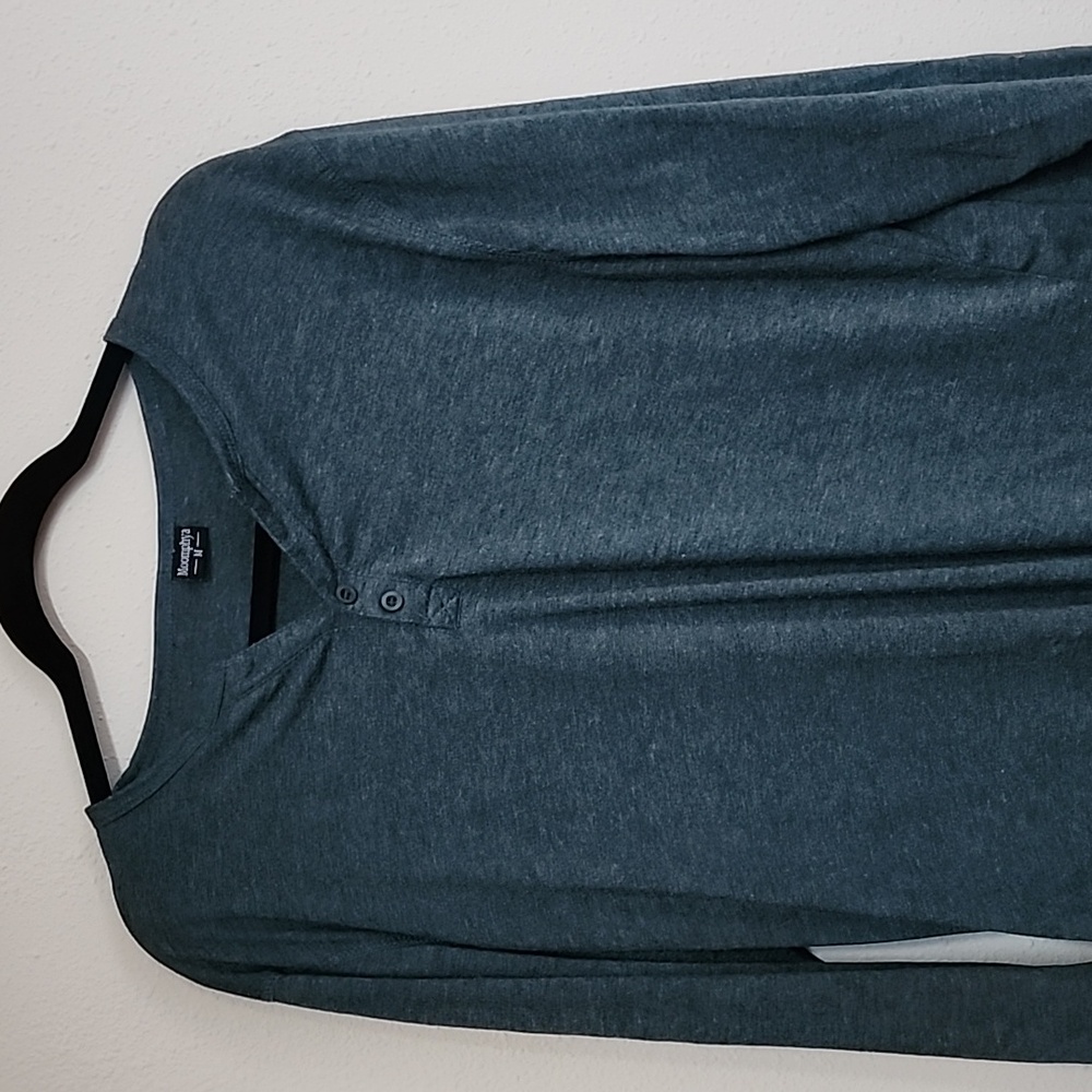 Dark seafoam green long sleeve button up henley